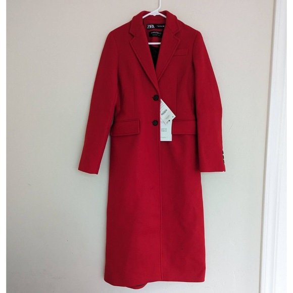ZARA ZW COLLECTION RED LONG FITTED WOOL COAT XS L REF. 8354/748 - Picture 8 of 12